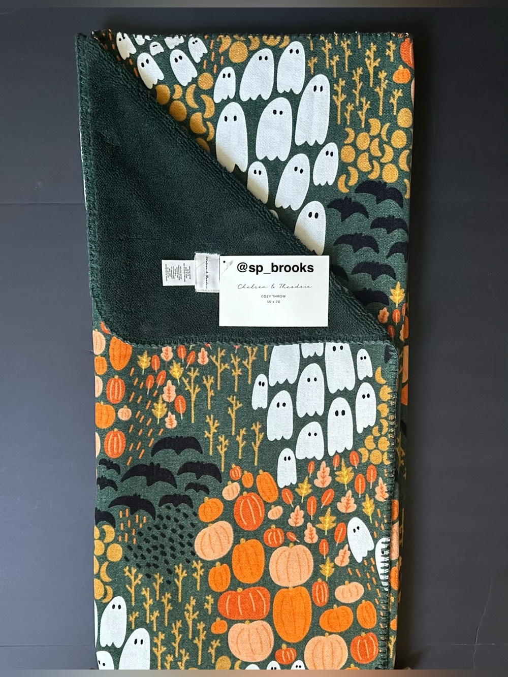 🎁Chelsea & Theodore Ghost Throw - Harvest Newport Chenille -Green Multi- 50”x70”